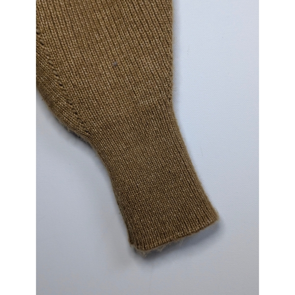 ZARA Tobacco Brown knit sweater with contrasting print ruffle collar Size L - Picture 7 of 12